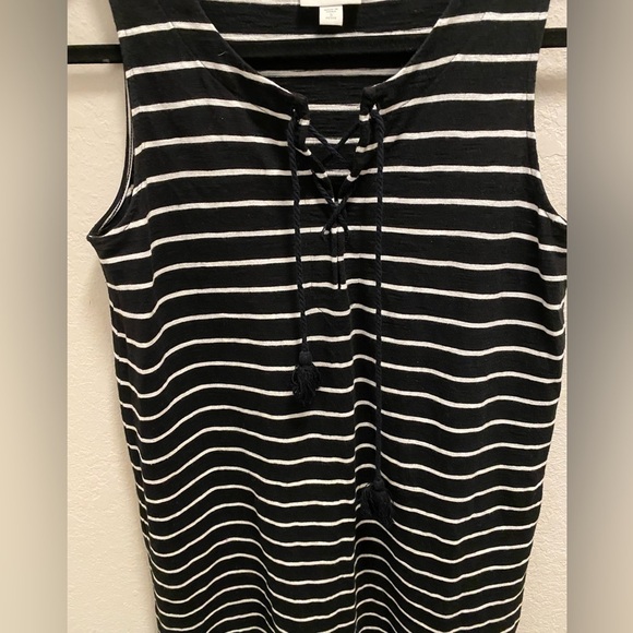 J. Jill Black And White Striped Midi Dress Size Small Petite - Picture 3 of 7